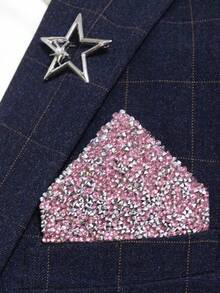 Fashionable Men's Rhinestone Shiny Pocket Square For Wedding, Party, Banquet, Stage Suit Formal Wear Accessory, Instant Pocket Square - Multicolor - View 5