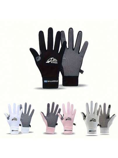 1 par de nuevos guantes de seda de moda, guantes ligeros para hombres para ciclismo al aire libre, pesca, protección UV, dedos completos antideslizantes para kayak y navegación