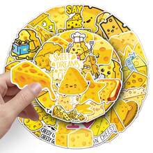 50pcs Cute Cartoon Cheese Fries Food Themed Stickers, Suitable For Scrapbooking, Diaries, Laptops, Water Bottles, Cars, Etc. Positive Message Gifts - Multicolor - View 3