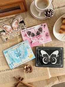 4pcs 3D Butterfly Cards, Ins High Beauty Retro 3D Foldable Blessing Card Envelopes, Best Friends And Couple Gifts