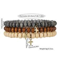 3 Pieces Of Men's And Women's Beaded Bracelets, Headwear Style, Surfing-Themed Pendant Style, Cross-Shaped Bracelet Set, Suitable For Daily Wear - Bracelet - View 5