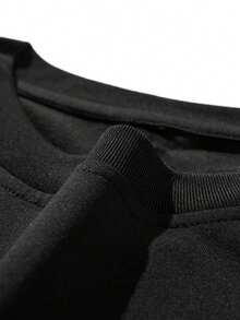 FRACTYR Men's Solid Color Long Sleeve T-Shirt, Basic Versatile Casual Top, Essential For Street Style Layering, Autumn/Winter - Black - View 5