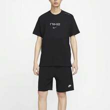 Nike Sportswear 字母印花设计舒适透气短袖T恤，男款，黑色 - 黑色 - 查看 5