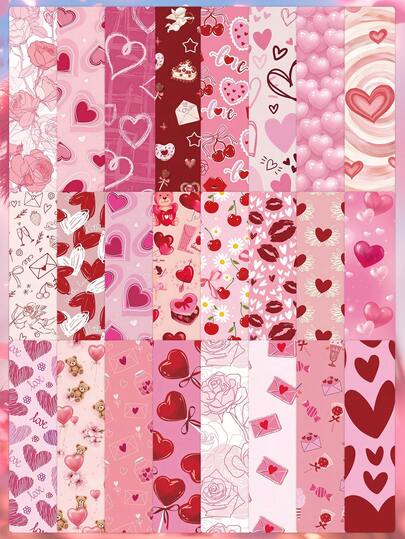 24pcs Valentine's Day Bookmarks, Romantic Heart-Shaped Rose Love Letter Design, 300gsm Cardstock, Sweet Reading Gift Box Set, OPP Bag Packaging, Perfect Valentine's Day Gift