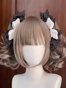 1个日系洛丽塔Y2K翅膀蝴蝶结发夹，可爱3D双马尾发夹，适合女孩，聚酯纤维材质，发夹，发卡 - 彩色 - 查看 2