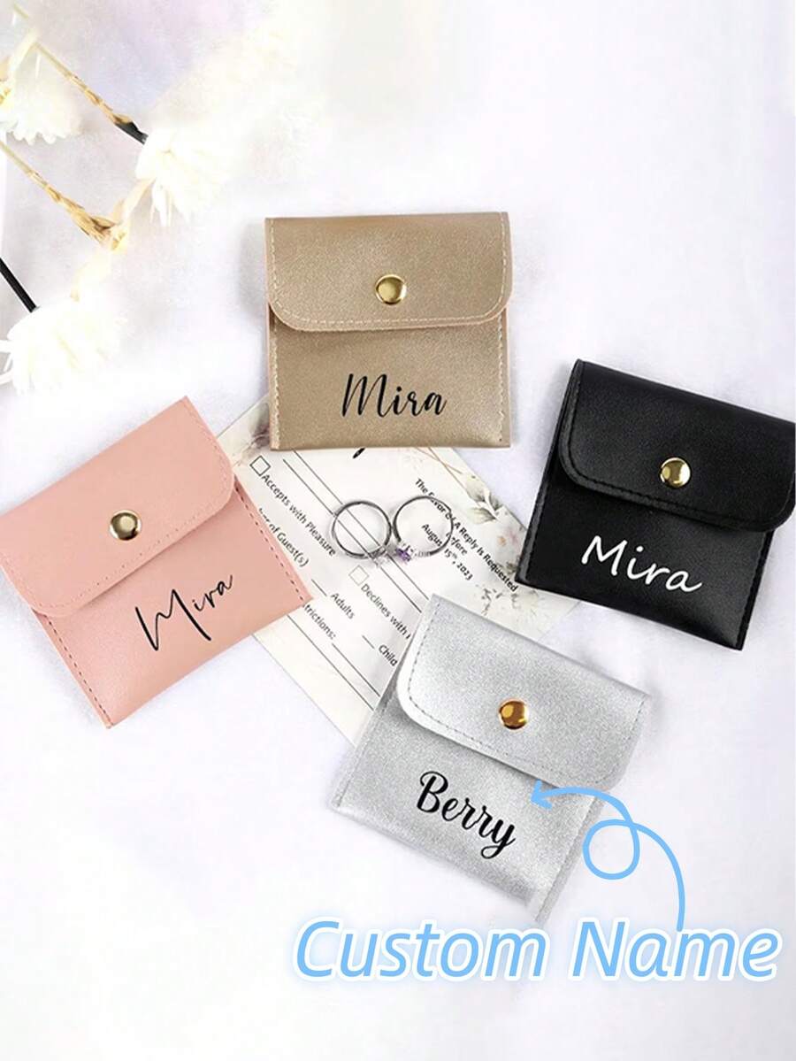 Personalized Leather Jewelry Pouch, Customizable Ring Bag, Bridesmaid Gift, Baby Shower Gift - Multicolor - View 1
