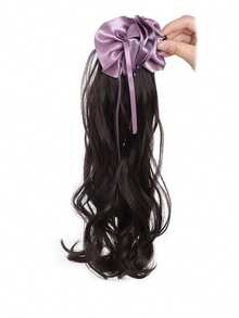 Purple Hair Ring Claw Clip Synthetic Wigs Autumn Winter Style Layered Curly Ponytail Low Tie Natural Ponytail Suitable For Women's Daily Wear And Gatherings Hair Clip Hair Bow Hair Accessories Women Hair Claws - Multicolor - View 9