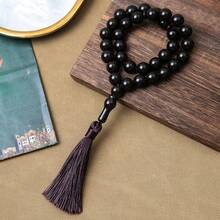 33pcs Black Gemstone Beaded Necklace With Tassel - Middle Eastern Style Fashionable Men's Rosary - Multicolor - View 15