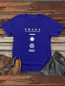 Camisetas de manga corta para hombres con diseños impresos para primavera y verano con patrones de cisnes. - Negro - Ver 8