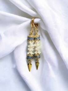 زوج من أقراط قلادة مخروطية الشكل مزينة بتصميم عظام الثعبان المقلدة للنساء والجنسين، تصميم هيب هوب بانك للارتداء اليومي وهدايا الحفلات - الأقراط - مشاهدة 6