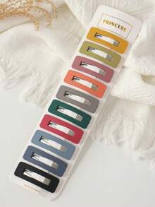 10个/30个装 女孩简约百搭休闲校园风纯色复古水滴方形刘海发夹，适合返校及日常佩戴 - 彩色 - 查看 6