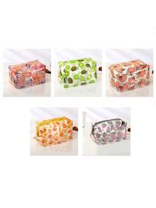 1pc Transparent Waterproof Multifunctional Cosmetic Bag, Portable Travel Makeup Brush Organizer, Cartoon Large Capacity Stationery Pouch, Toiletry Bag