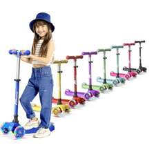 JCH-Scooter and Toddler 3 Wheel Kick Scooter LED Wheel Lights Illuminate When Rolling Adjustable Handlebar Indoor and Outdoor - by Lifemaster - verde azulado - Ver 2