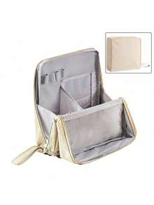 Large Capacity Vertical Makeup Bag - Multi-Layer Travel Cosmetic Organizer, Durable Fabric And Mesh Pockets, Portable Tabletop Skincare And Makeup Tool Storage Bag (Beige/Black), Disposable Makeup Bag/Sturdy Zipper Change Bag, Makeup Bag, Vanilla Color, Makeup Bag, Storage Bag, Makeup Bag, Toiletry Bag, Desktop Organizer Bag, Shuixin Makeup Bag, Large Opening Vertical High Capacity Cosmetic Storage Bag, Office Desk Organizer Bag/Pencil Case - Multicolor - View 12