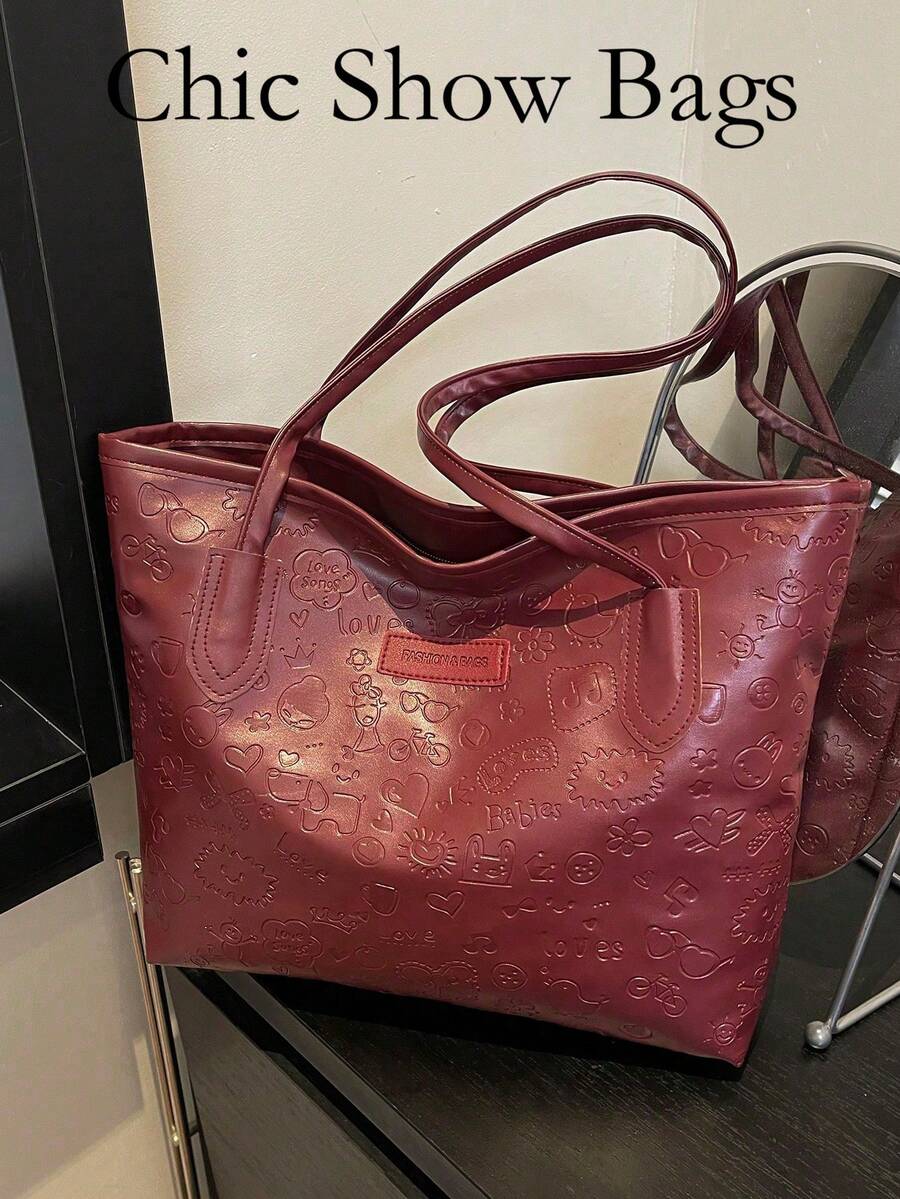 Borsa a spalla multifunzionale di moda da donna con grande capacità, nuova borsa in tela, design elegante, adatta per scuola, pendolarismo e shopping (ciondolo non incluso)