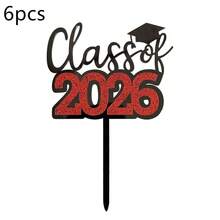 1个/3个/6个 2026毕业快乐蛋糕装饰插牌，祝贺2026届毕业生毕业典礼博士帽蛋糕装饰用品 - 彩色 - 查看 18