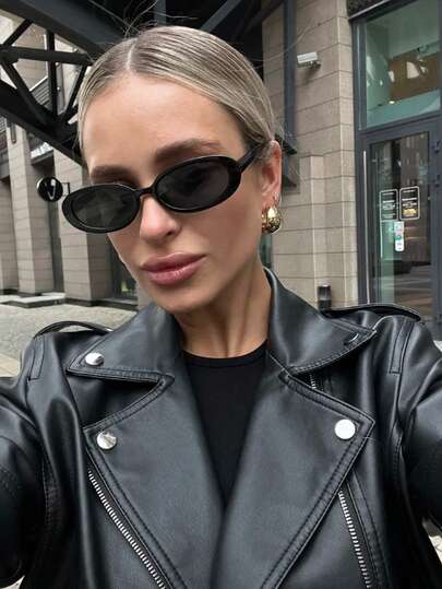 1pc Women's Oval Plastic Frame Vintage Elegant Classic Glasses Minimalist Casual European & American Everyday Versatile Outdoor Travel Street Style Party Wear