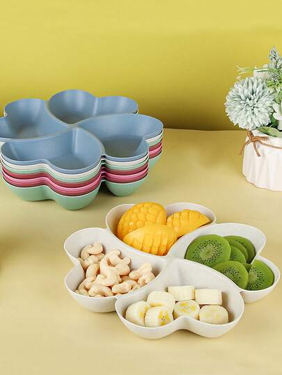 1/4pcs Heart Shaped Divided Fruit Platter, Creative Storage Box, Dried Fruit Snack Plates, Divided Candy Dessert Plate Container, For Home Living Room Tea Table, Table Decors