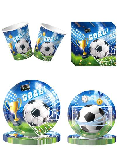 Soccer Party Decorations, 10Pcs Soccer Birthday Party Supplies-Serves 10 With Soccers Plates Cups And Napkins For Sports Boy's Birthday Decorations