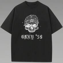 Payeah Grey G59 Records T-Shirt 1 Pcs 220g Heavy Cotton T Shirt - 黑色 - 查看 1