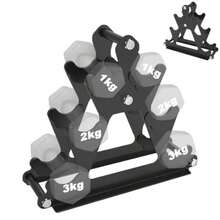 Soporte de Mancuernas Dumbbells not included 3 Niveles Estante de Alenamiento Mancuerna Profesional 34 * 30 * 9cm Soporte de Pesas Compacto Estante Exhibición Rack Gym para Gimnasio Peso 100Kg - como en la foto - Ver 7