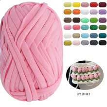 100克/卷 T恤纱线，弹性织物针织纱线，适用于DIY，细带纱线，粗针织纱线，适合手工DIY毯子、垫子、钩针编织项目、家居装饰 - 彩色 - 查看 2