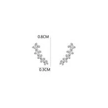 1pair Small Cubic Zirconia Inlaid Meteor Shaped Minimalist Curved Stud Earrings - 黃金 - 查看 3