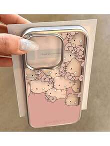 SANRIO 1 chiếc ốp lưng điện thoại thời trang & sáng tạo, khung mạ điện mềm mại màu hồng Macaron, chất liệu acrylic chống nước và chống sốc, dễ thương & phong cách, tương thích với Apple Series 17, 11/12/12 Pro, 13/14/15, 13 Pro/14 Pro/15 Pro, 12 Pro Max/13 Pro Max/14 Pro Max/15 Pro Max, 16, 16 Pro, 16 Pro Max, 17, 17 Pro, 17 Pro Max - Bạc mạ điện - Xem 2