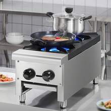 Estufa de gas comercial con 2 quemadores, Gama de estufas de cocina de encimera de propano y gas natural, Placa caliente de gas de acero inoxidable, Equipo de cocina comercial para restaurante, 56.000 BTU - 2 quemadores - Ver 9