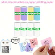 迷你打印纸补充卷，适用于无墨口袋打印机/拍立得相机，自粘热敏纸，适用于日记/DIY剪贴簿/笔记/清单/标签/便签 - 彩色 - 查看 6