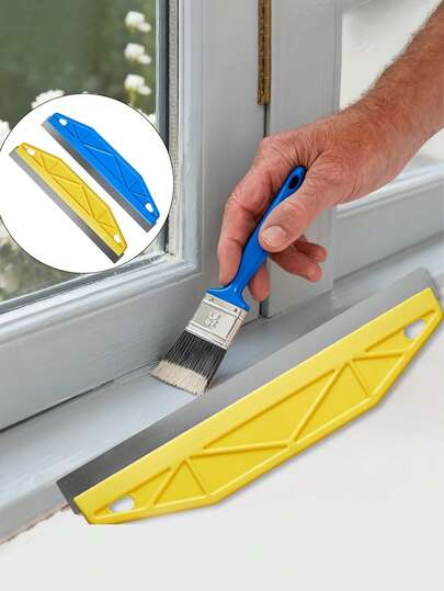 Professional 12-Inch Heavy-Duty Yellow Paint Shield Edger With Ergonomic Handle & Edge - Plastic/Metal Wall Painting Tool For Precision Trimming, Wallpaper Cutting, Edging - Suitable For Home & Commercial Use, Robust Construction For