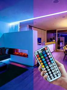 1 pieza Tira de luz LED inteligente, control remoto de 44 teclas, multicolor ajustable, adecuado para dormitorio, sala de estar, decoración del hogar, fiesta en la habitación, alimentado por USB, decoración navideña, iluminación de ambiente de bar, tira LED con control remoto, luces RGB, ajuste de color, respaldo autoadhesivo, aplicable para decoración de habitaciones/cocina/techo/juegos/fiesta (baterías no incluidas) - luz de color - Ver 6