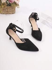 女士经典黑色后系带高跟鞋 - 黑色 - 查看 8