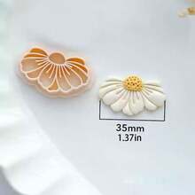 1pc Flower Soft Clay Earring Stud Rhinestone Polymer Clay Printing Cutting Mold, Suitable For Making Brooch, Earrings, Jewelry - Apricot - View 9