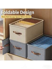1 Peça Caixa de Armazenamento de Roupas Dobrável Estilo Gaveta em Tecido Oxford Cinza, Sem Divisória, Adequada para Organizar Roupas, Denim e Suéteres no Guarda-Roupa, Caixa de Armazenamento para Quarto, Organização Doméstica - Cinza - Visão 8