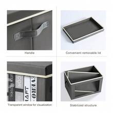 Storage Boxes With Lids - 3 Pack Fabric Clear Window Storage Bins, Collapsible Storage Bins With Lids, Linen Closet Organizer For Clothes, Towel, Blanket, Dark Grey - 深灰色 - 查看 8