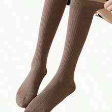 1双/5双装女士加厚羊绒混纺过膝袜，秋冬季保暖 - 彩色 - 查看 4