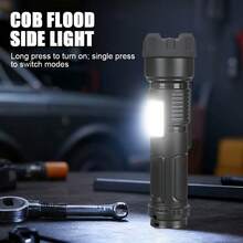 1pc Type-C Rechargeable Flashlight - Built-In 18650 Battery & Long Lasting Rolling Zoom Tech 6 Modes With White & Red Light - Multicolor - View 9