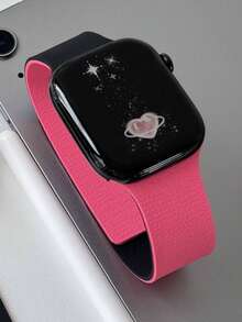 1条时尚创意黑色粉色硅胶表带，柔软纤薄，磁吸式表扣，兼容 Series 3/2/1/SE/6/5/4/Ultra，尺寸38/40/41/42/44/45/46/49毫米