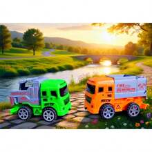 TendenciaCarritos Bomberos Juguete Pack 2 Pz Fire Truck Verde Naranja Carrito De Bomberos MulticolorCalidad premium - 1 - Ver 2