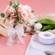 25 Yards Lace Ribbon 3cm Wide Sewing Lace Tape Sewing DIY Crafts Party Gift Wrapping Flower Design Wedding Valentine's Day Birthday Decorations - Beige - View 3
