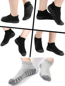 6 Pairs Men's Cushioned Ankle Socks, Sports Running Socks, Low-Cut Casual Socks, Unisex