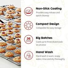 1/2/3Pcs Cooling Rack For Baking – Carbon Steel Wire Cookie Cooling Racks, Multi-Level Stackable Cookie Rack For Cakes, Pastries & Fruit – Collapsible & Dishwasher (Black) - Multicolor - View 4