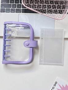 1本A7 PU皮革装订透明活页夹，A7可替换内芯笔记本，替换内芯，贴纸垫，透明贴纸簿，贴纸册，照片收纳套，计划本，预算笔记本，日记本，记事本，办公用品 - 彩色 - 查看 16