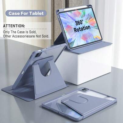 Ốp bảo vệ xoay 360° có ngăn đựng bút cảm ứng, tương thích với iPad 5/6/7/8/9/10/11, iPad Mini 6/7, iPad Air 1/2/3/4/5, 11" (M2)/11" (M3)/13" (M2)/13" (M3), iPad Pro 12.9" (thế hệ thứ 3/4/5/6) - Màu tím chống bụi