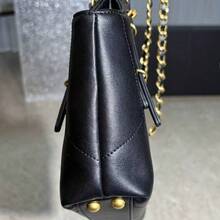Black Quilted Leather Bag, Women's Diamond Stitched Crossbody Bag, Versatile Daily Large Capacity Gold Chain Strap Shoulder Bag - Negro - Ver 6