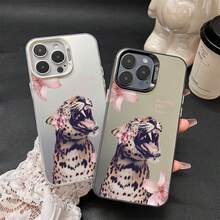Leopard Phone case suitable for MOTOG34, G54, G84, G86, G05, G10, G24, G13, G14, G15, G35, G56. Gift for friends, gift for family, couple's style, unisex, Halloween gift, Easter gift, silver phone case. - Teléfono Black-VJTCJUleopard con carcasa plateada en blanco y negro - Ver 1