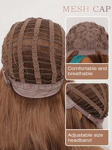 XOUJE 26英寸棕色高光绿色长波浪卷发合成假发，中分，适合女性佩戴。柔软蓬松，轻盈透气，时尚百搭，适合节日、约会、度假、摄影、角色扮演、优雅派对、音乐节、休闲聚会、洛丽塔风格等场合。 - 挑染綠色 - 查看 5