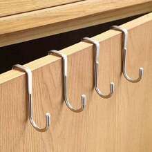 2pcs Metal S-Hooks, Stainless Steel No-Drill Multi-Purpose Hanging Hooks For Kitchen, Bedroom,Bathroom - 銀色 - 查看 1
