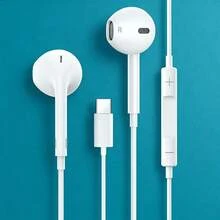 Type-C 有线入耳式耳机 | 通话降噪 + HiFi 立体声，超低延迟，兼容 15 Pro、16 Pro Max、17 Air 及其他 Type-C/USB-C 设备，游戏和媒体一体式耳机，入耳式有线耳机 - 高清音频，Type-C 插头，适用于 USB-C 设备 - 白色 - 查看 2